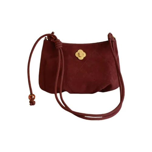 Dusen Kangaroo Вельвет Подмышечная Сумка на Плечо Женская Красная