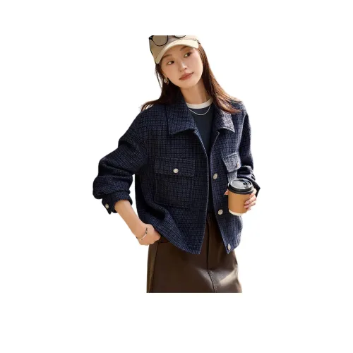 Mo Han Yi Mei Куртки и Пальто Женские Темно-синий