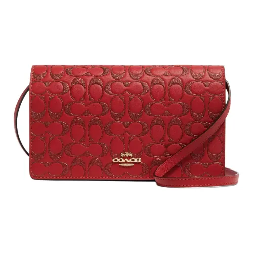 COACH Foldover Кожа Сумка через плечо Средний Женский Красный