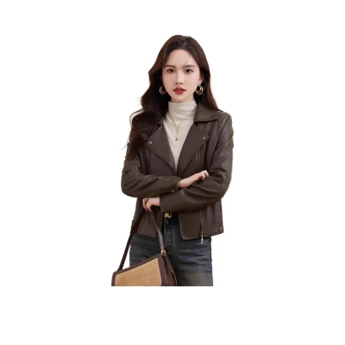 Yi Mengyuan Кожа Куртка Женская