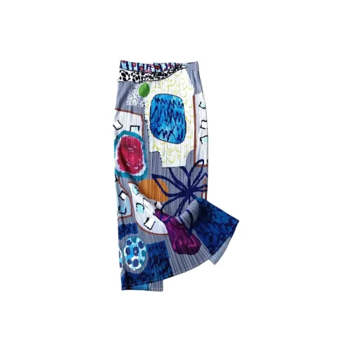 Wbwq Голубо-серый Цветочный Цветочный Женские Повседневные Длинные Юбки