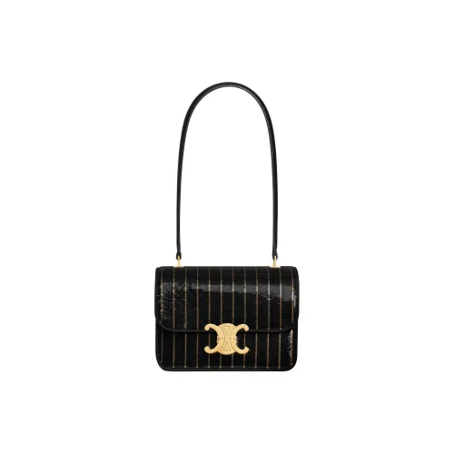 CELINE Garance Телячья кожа Сумка через плечо Женская Черный Золото