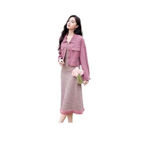 Like The Age Of Water Длинное Платье с Длинными Рукавами Женское Розовое