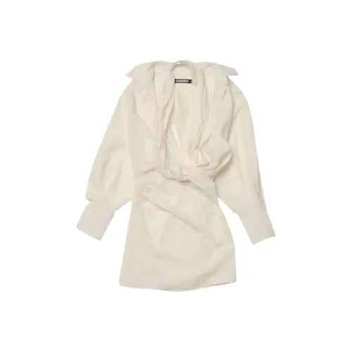Jacquemus Белое Женское Длинное Платье с Рукавами