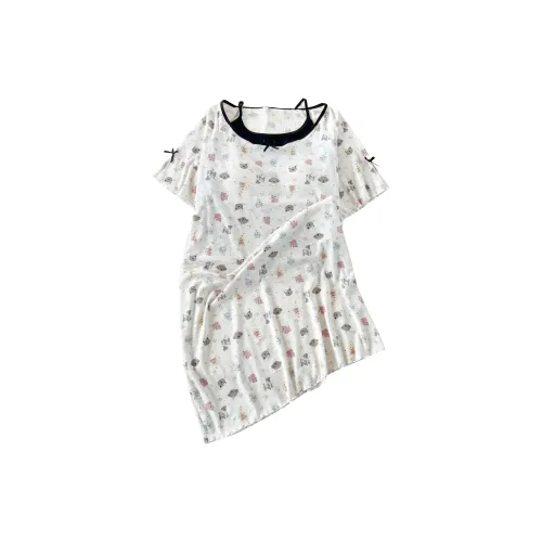 QIAOYUN Full OF Printed Animals Женские ночные сорочки