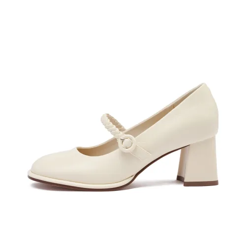 JOSINY Грубый каблук Туфли Мэри Джейн 6 см Женские Экрю
