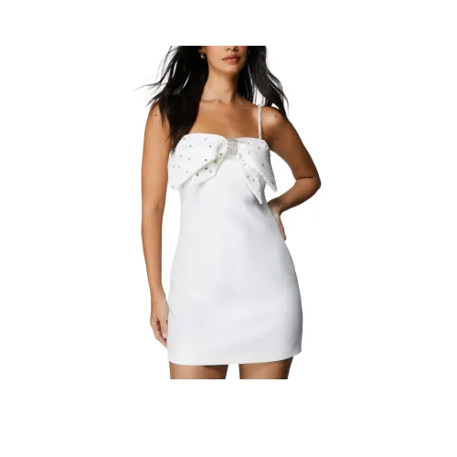 NASTY GAL Премиум Embellished Diamante Арочный Мини Платье Slip Платье Женские Сливочный