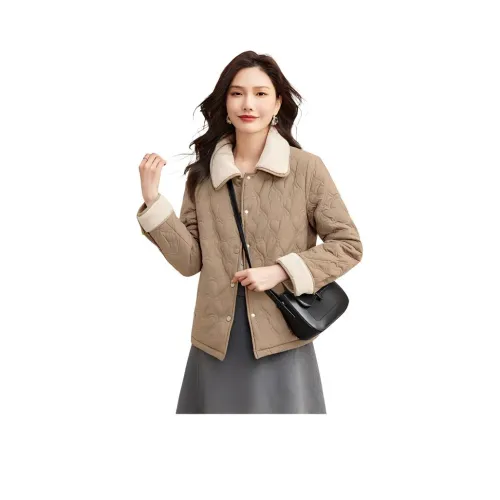 TERRE BLEUE Хлопковый пуховик женский светлый хаки