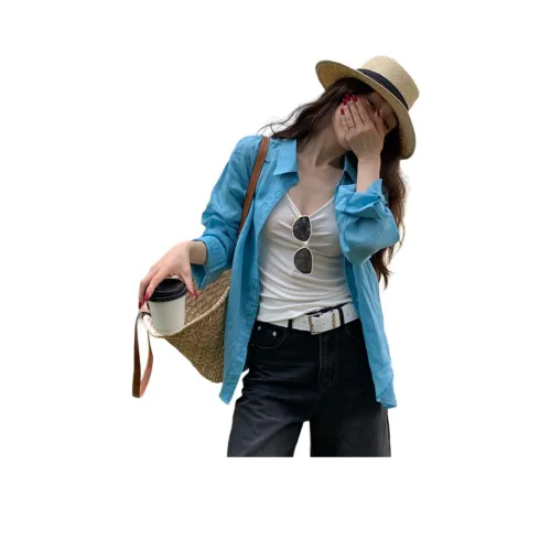 NANING9 Рубашка Женская Озерный Синий