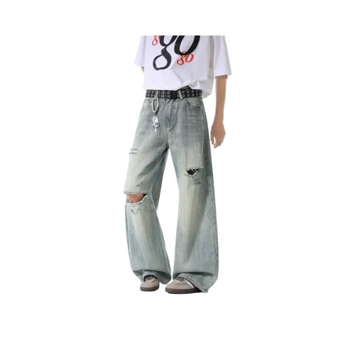 PANDA ADEVIL Мятно-зеленые унисекс джинсы