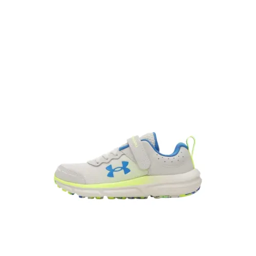 Under Armour Assert 10 AC Детские беговые кроссовки MID Топ Белый цвет вершины/Рост Vis Желтый/синий Atlantis Пре-школа