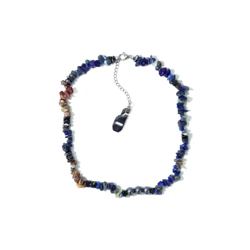 Get'em ON Смешанный Crushed Камень Черная Оболочка Бусины Титановая Сталь Серебряный самородок Ожерелья Унисекс