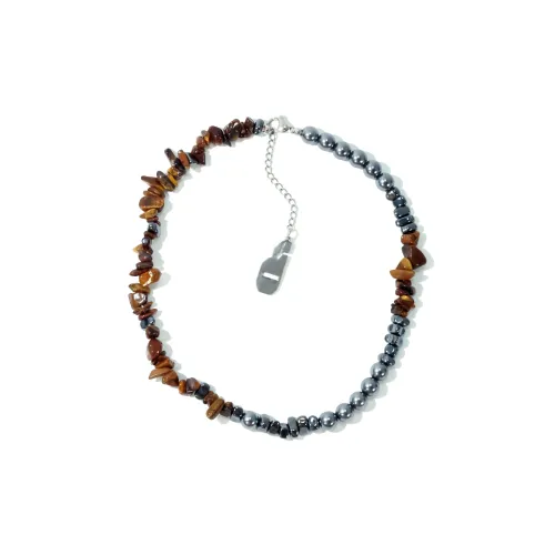 Get'em ON Желтый Камешки Серебряный Оболочка Бусины Серебряный Титановая сталь Ожерелья Унисекс