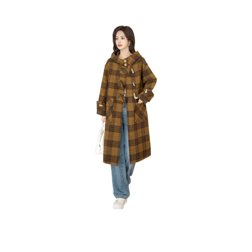 Cypress House Пальто Женское Имбирно-Желтый Клетчатый