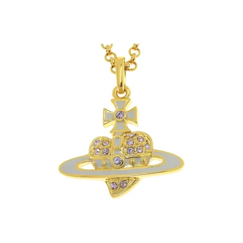 Vivienne Westwood Латунь Reverse Saturn Design Подвеска-ожерелье Унисекс Золото Синий