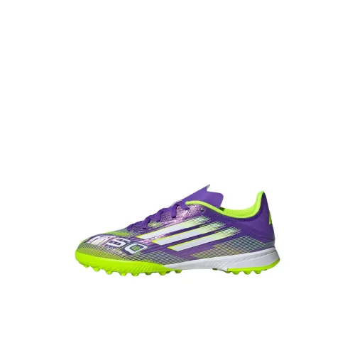 Adidas F50 League Детские футбольные бутсы Низкий Топ Фиолетовый/Белый/Яркий Лимон Kids