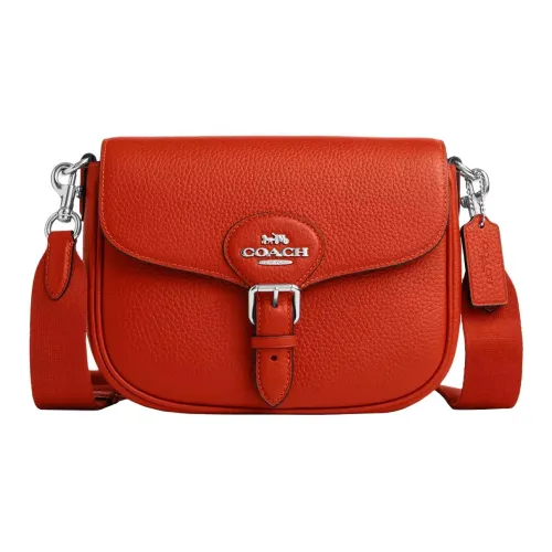 COACH Amelia Мягкая кожа сумка через плечо сумка на плечо средний размер женский оранжево-красный