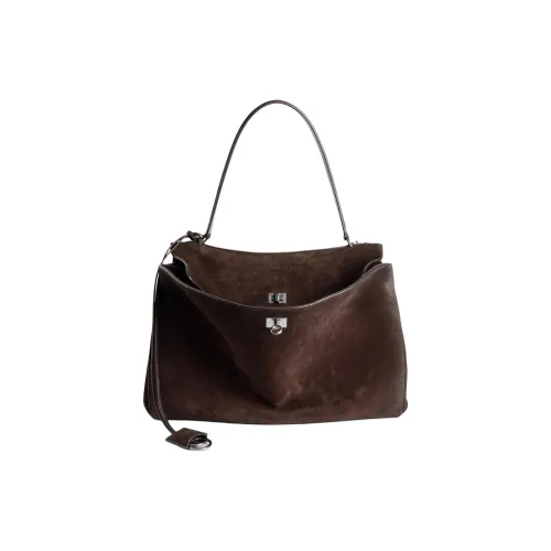 Balenciaga Rodeo Замша Телячья кожа Сумка на плечо Большая Женская Светло-кофейный