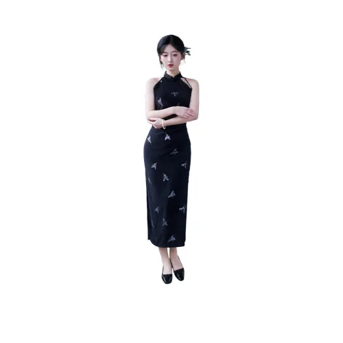 MJ Черный Женские Ципао