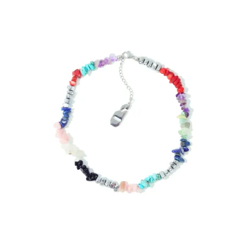 Get'em ON Смешанный Crushed Камень Титановая сталь Серебряный самородок Ожерелья Унисекс