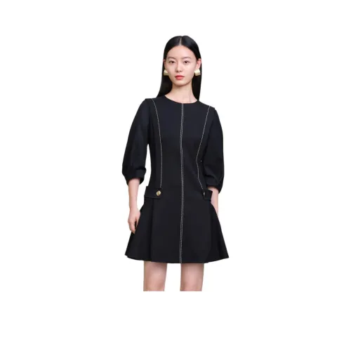 JZ. ANNAKRO Длинное платье с длинными рукавами женское цветочный черный