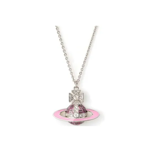 Vivienne Westwood Rhinestone Enamel Necklaces Women's Silver