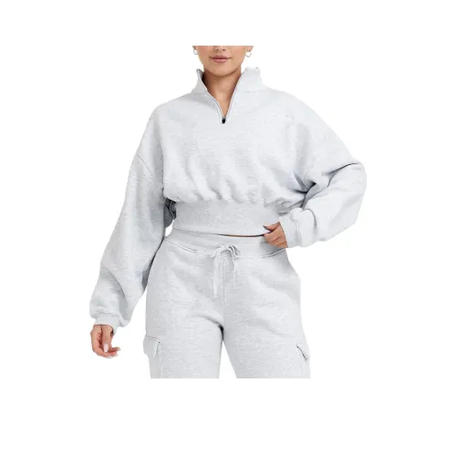 ONER ACTIVE All Day EST 2020 Crop 1 4 Zip Толстовка Женская Серый Белый