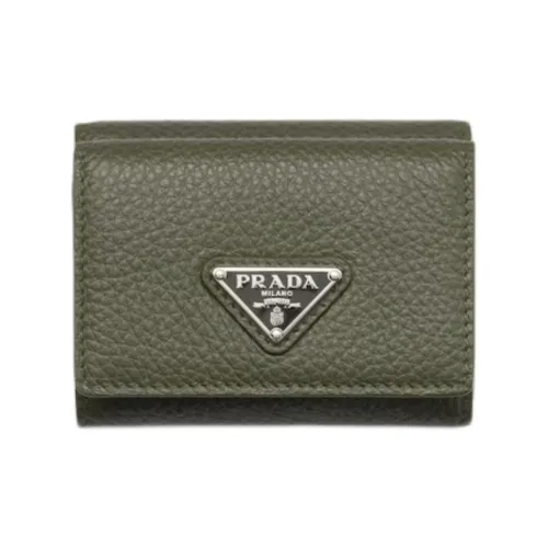 PRADA Vitello Dino Кошелек из коровьей кожи женский зеленый