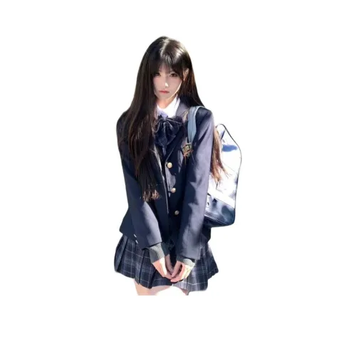 EFCR Синий кардиган + Полосатая юбка Женская униформа