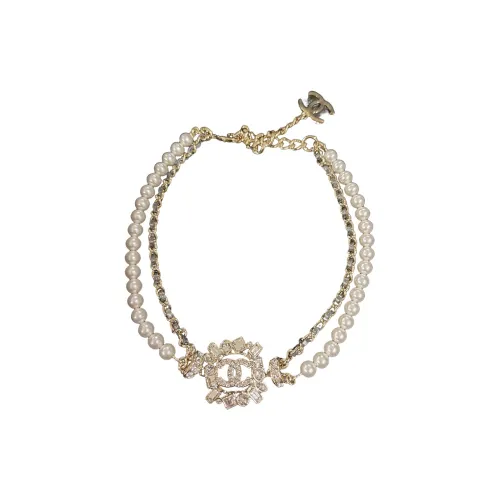 CHANEL 23P Синтетический кубический цирконий стразы Жемчужный Metal Necklaces Женские