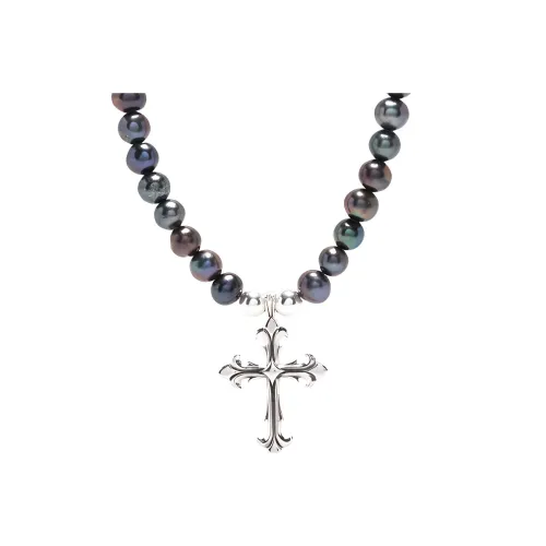 EMANUELE BICOCCHI Пресноводный жемчуг Серебряные ожерелья Мужской Черный