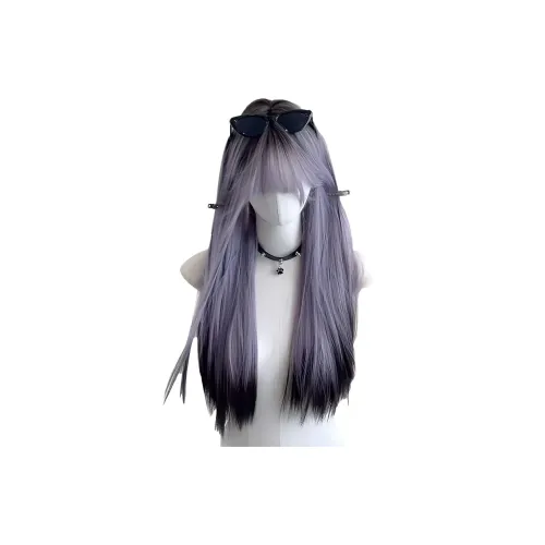 YOUXI Ночной Черный Фиолетовый Перука Женская Длинные Прямые Волосы Городской CHIC Стиль Позиционирование Топ Light Gradient Черный Фиолетовый