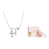 Двойной крест, скрепка, ожерелье + любовь, подарочная коробка, набор