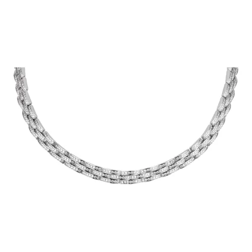 Cartier Колье Maillon Panthère, Тонкая Модель, 3 Ряда Паве Белое Золото, Бриллианты