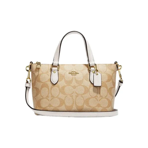 COACH Gallery Холст и Кожа Сумка Сумка через плечо Сумка через плечо Маленькая Женская Хаки и Белая