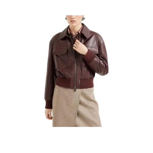 BRUNELLO CUCINELLI Кожа Куртка Женская