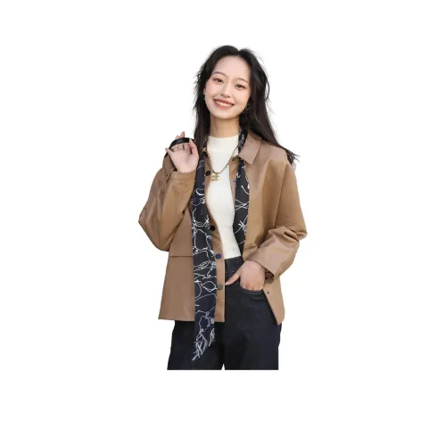 InJu кожаная куртка женская CAMEL