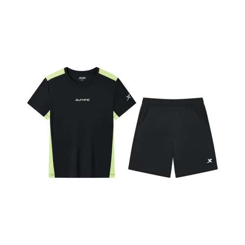 XTEP Повседневная спортивная одежда SS25 2 предмета комплект чисто черный для детей 3-7 лет