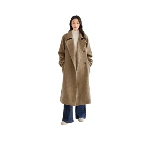 HDFULERN Пальто Женское Горчично-желтого цвета