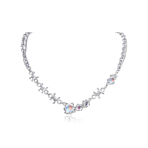 TEEX Титановая сталь искусственный лунный камень ожерелья унисекс