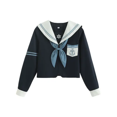 Luohua Candy Night Navigation Звезда, Длинный рукав Одиночная упаковка + Галстуки-бабочки Женская униформа