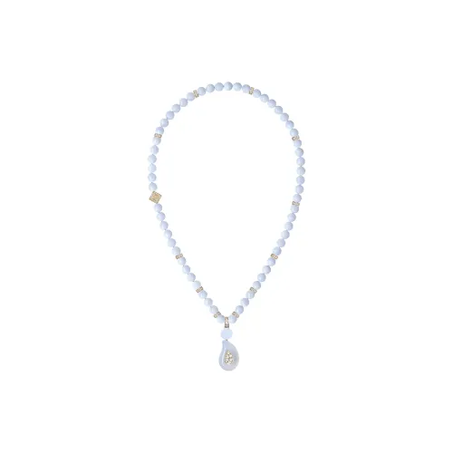 AMANI 18К золото Ромб Халцедон Ожерелье Унисекс Синий