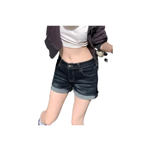 Shuhao Bai Темно-синий Черный Женские джинсовые шорты