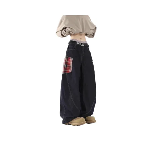 PAINT STAIN Черный Красный Клетка Унисекс Джинсы