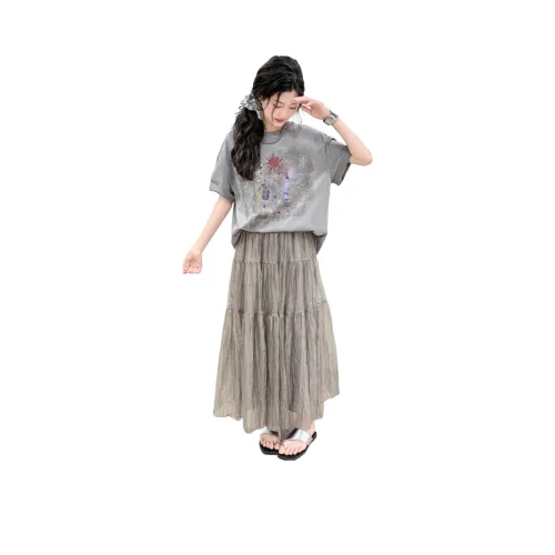 Детский комплект Because No с юбкой 2 предмета серый