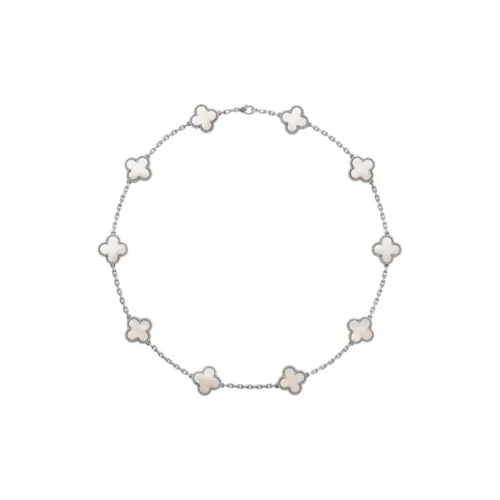 Van Cleef Arpels Alhambra Four Leaf Lucky Series 18К Белое золото Ожерелье Женское