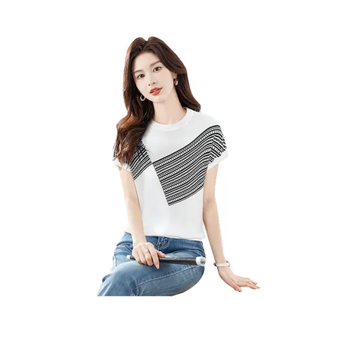 SIBAISHE Абрикос и Черные Полосы Женские Трикотаж