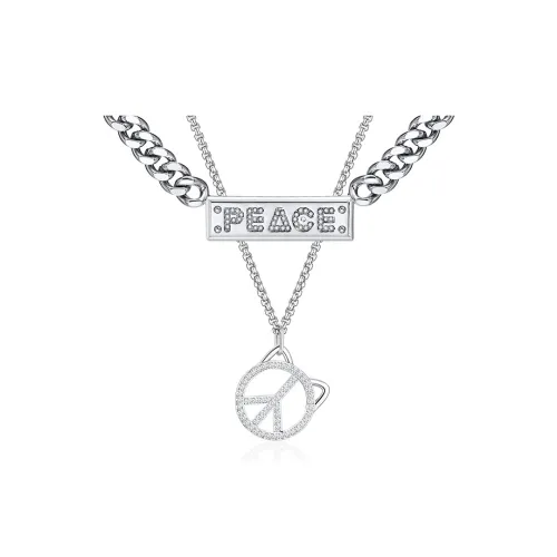 PEACE CAT Белое золото с медным покрытием ожерелья унисекс