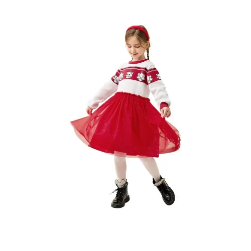 Disney Малыш Детское Платье Красно-белое Цветовое Блокирование Мари Кошка Детский