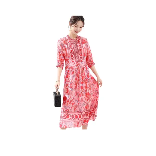 Sai Rabbit Короткий рукав Платье Женское Розовое